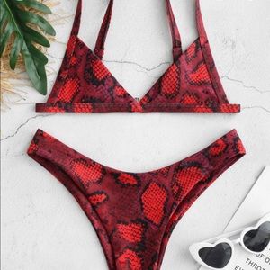 Brand New red snakeskin ZAFUL bathing suit